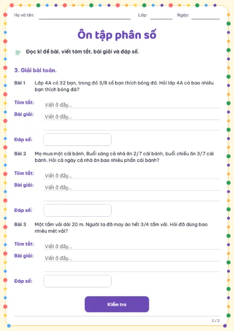 Fraction Practice Worksheet — 2