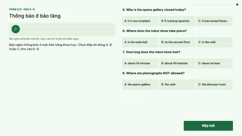 Listening test: two parts — 3