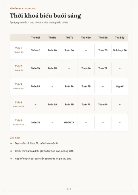 School Year Planner — 5