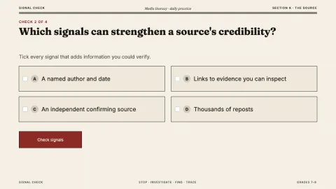 Signal Check — Media Literacy — 8