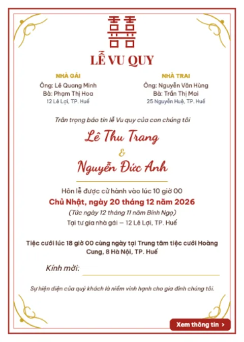 Traditional Wedding Invitation — 1