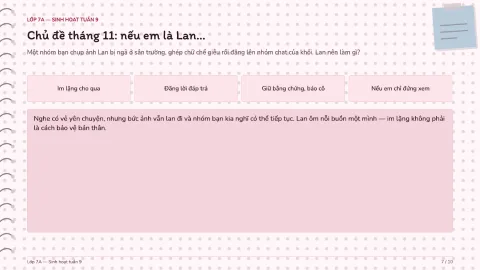 Grade 7 Advisory — Week 9 class meeting — 7