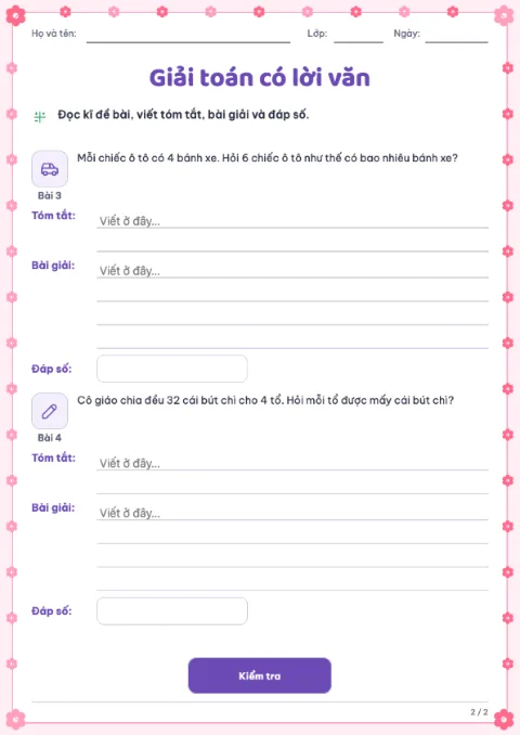Word Problems Worksheet — 2